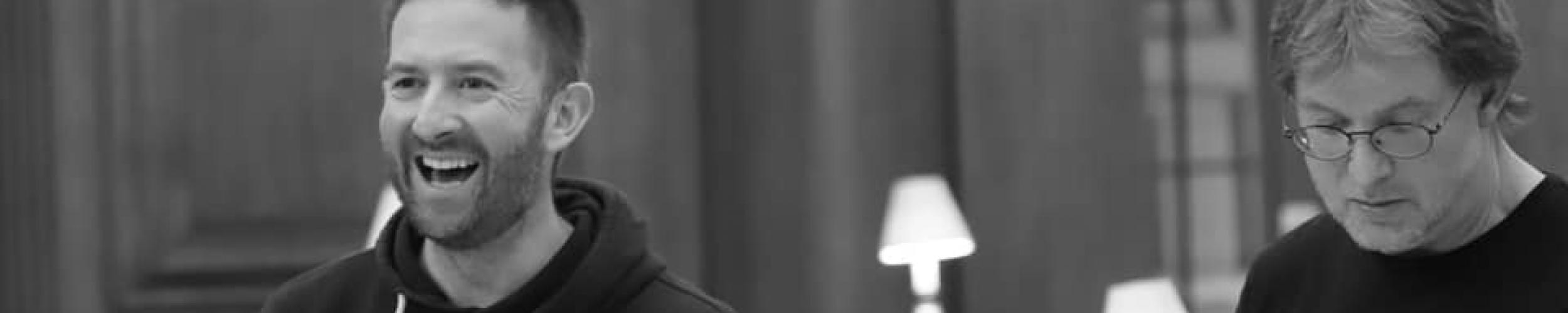 The composer with trumpeter Alan Thomas at St Bride's