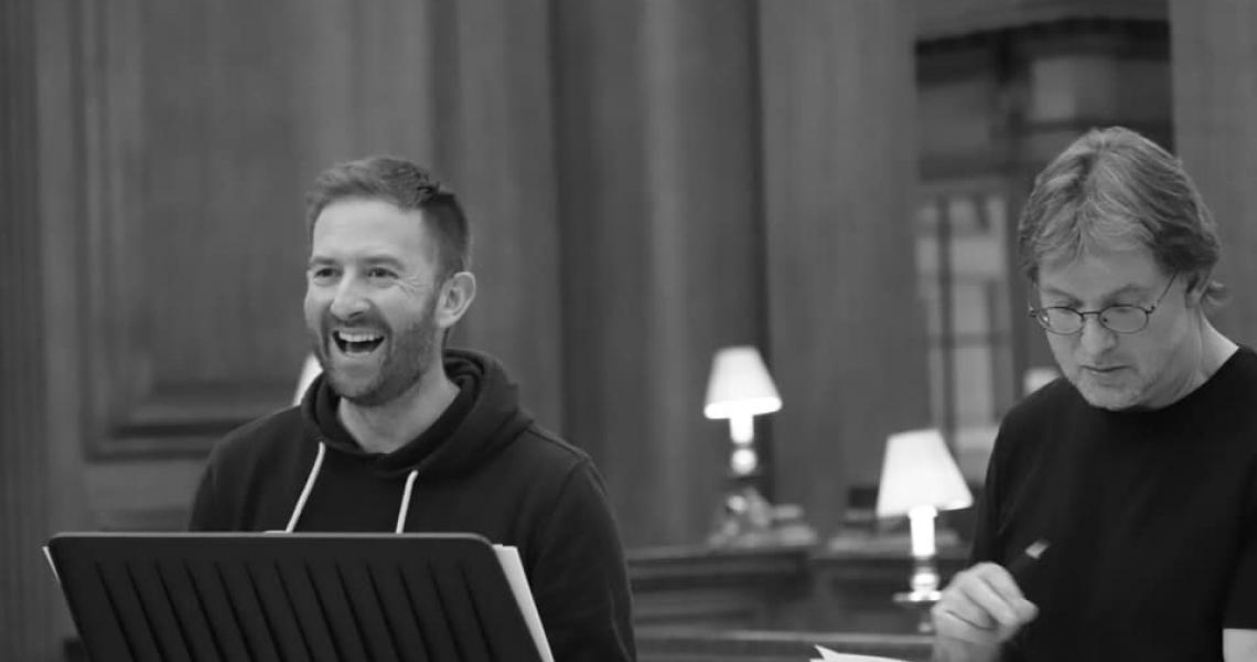 The composer with trumpeter Alan Thomas at St Bride's